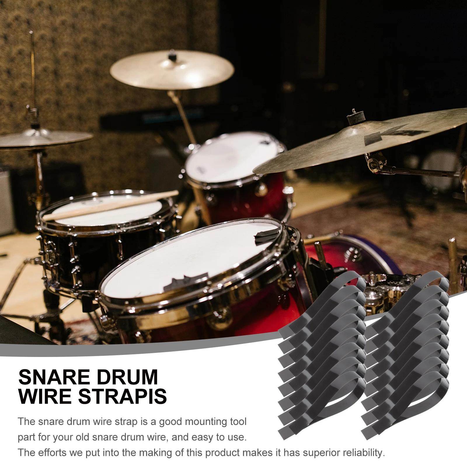 

20 Pcs Snare Drum Kit Accessories Wire Bass Strap Black Mounting Replacement Parts