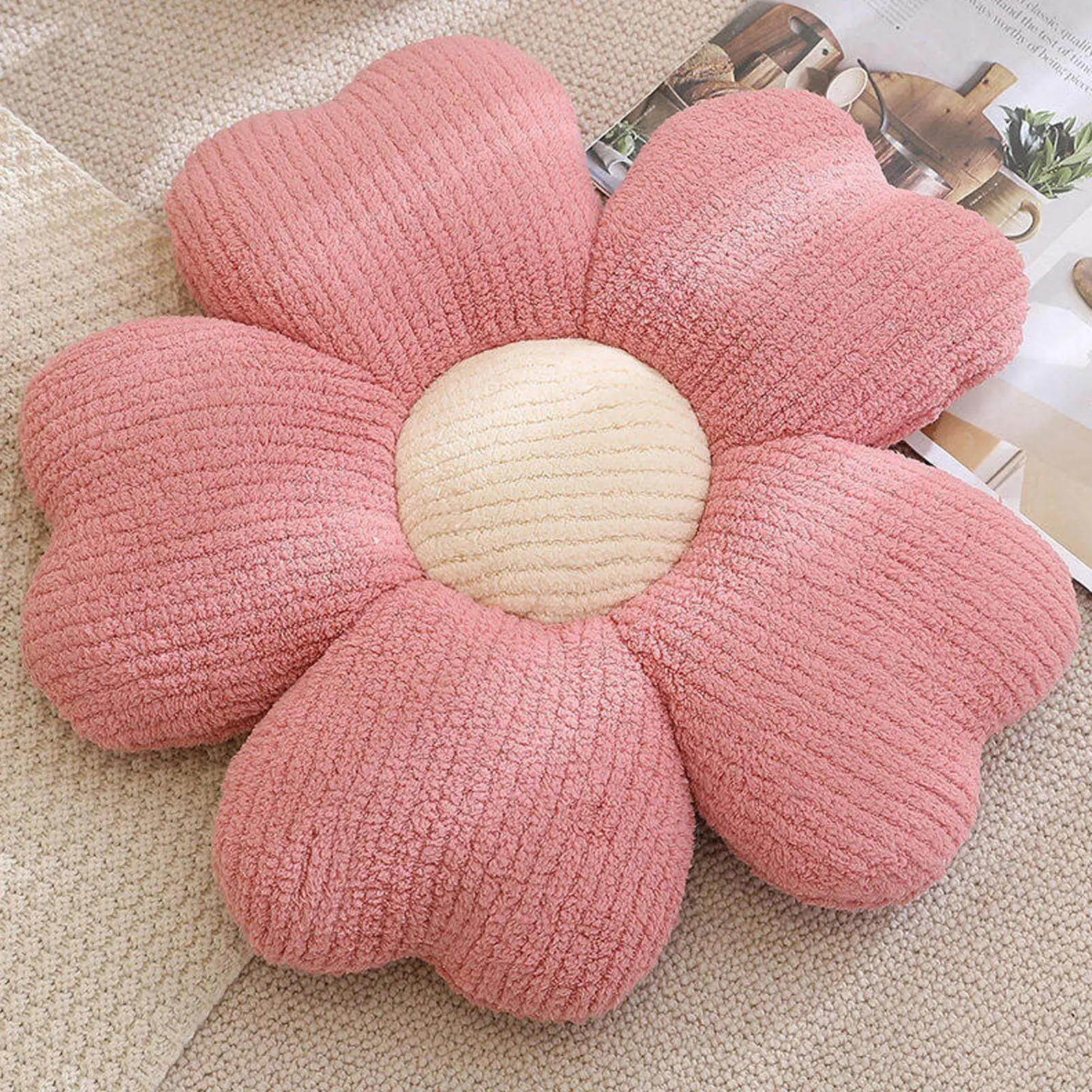 Flower Petal Pillow Soft Romantic Cuddly Stuffed Cushion Petal Shape Plush Pillow for Couch Living Room Bed Bedroom Patio