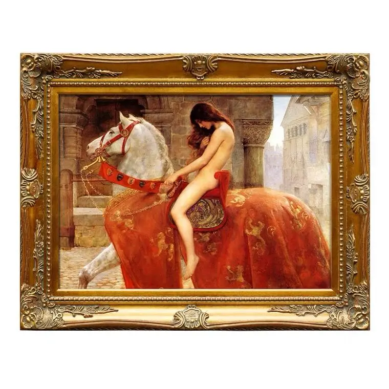 zd-Famous Naked Sexy Antique Lady Godiva Handmade Canvas Oil Painting Reproduction for Wall Art Decor@