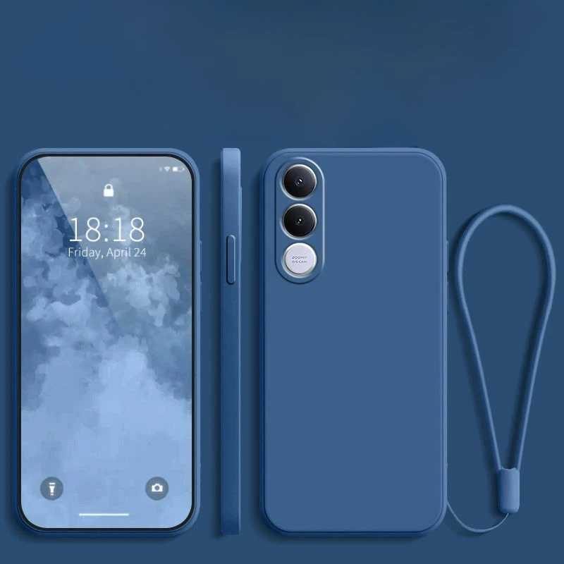 Für VIVO V70 FE 5G Objektiv-Kameraschutzhülle aus TPU für VIVO V70 FE V70FE Flüssigsilikon Matte Stoßfeste Hülle mit Trageschlaufe – Detail 3