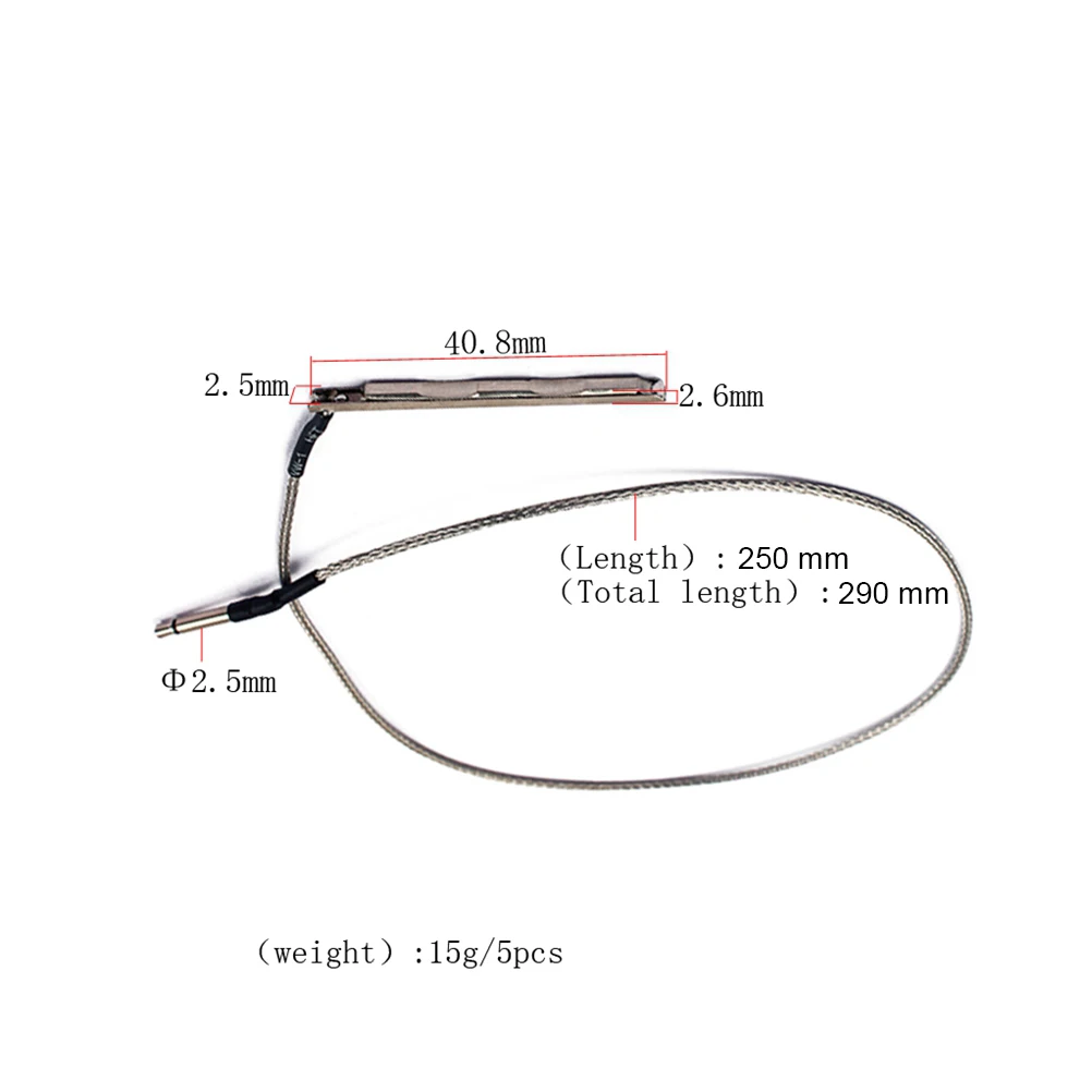 

5Pcs Eq Pickup Rod Piezo Stick Cable Replacement for Cigar Box Folk Acoustic Guitar 3-String Guitar Pickup Piezo Wire
