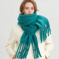 Winter Scarf for Women Cashmere Warm Solid Pashmina Blanket Wraps Female Thick Soft Bufanda Big Tassel Shawl Long Poncho Echarpe