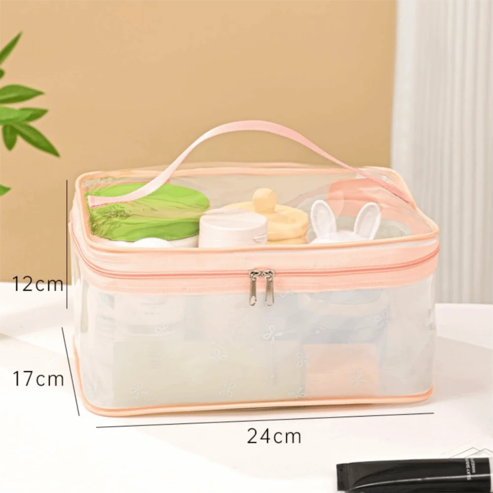 حقيبة مكياج متعددة الوظائف قابلة للتنفس، حقيبة مستحضرات تجميل شفافة كرتونية، حقيبة مستحضرات تجميل مستطيلة، رحلة عمل #1