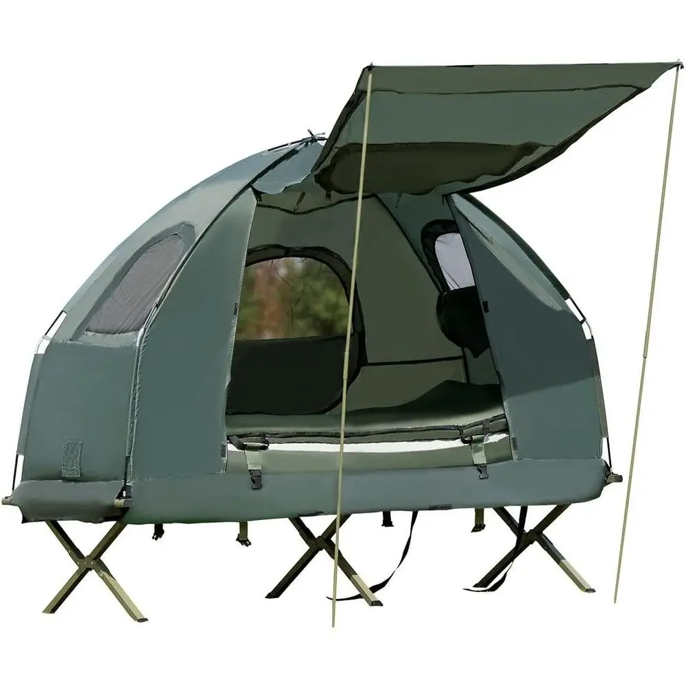 

Портативная двухместная палатка для кемпинга с надувным матрасом и спальным мешком