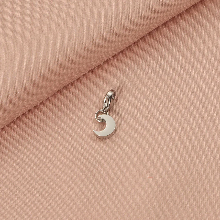 5pcs/Lot Stainless Steel Moon Charms Pendants with Lobster Clasp For DIY Making Necklace Bracelet Accessories