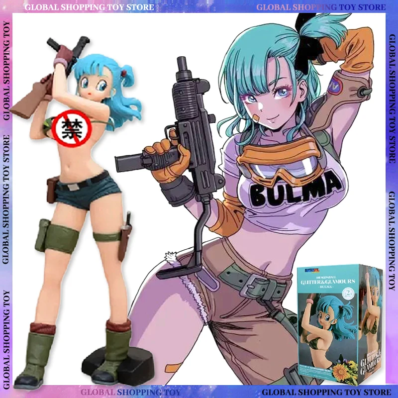 Dragon Ball Figures Bulma Figure Action Model Camouflage Cute Glitter Glamours Collectible Doll Kids Toys Room Decoration 24cm