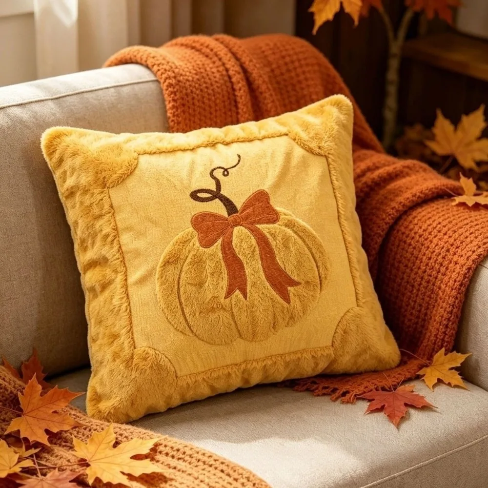New Halloween Style Throw Pillow Cover 45x45cm Pumpkin Tufted Cushion Cover Embroidered Pillow Covers Fall Decor