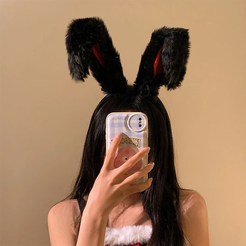 Girls Plush Long Rabbit Ear Hair Bands Headwear Headband Dress Accesorios Women Girl Cosplay Lolita Cosplay Hair Accessories - view 2