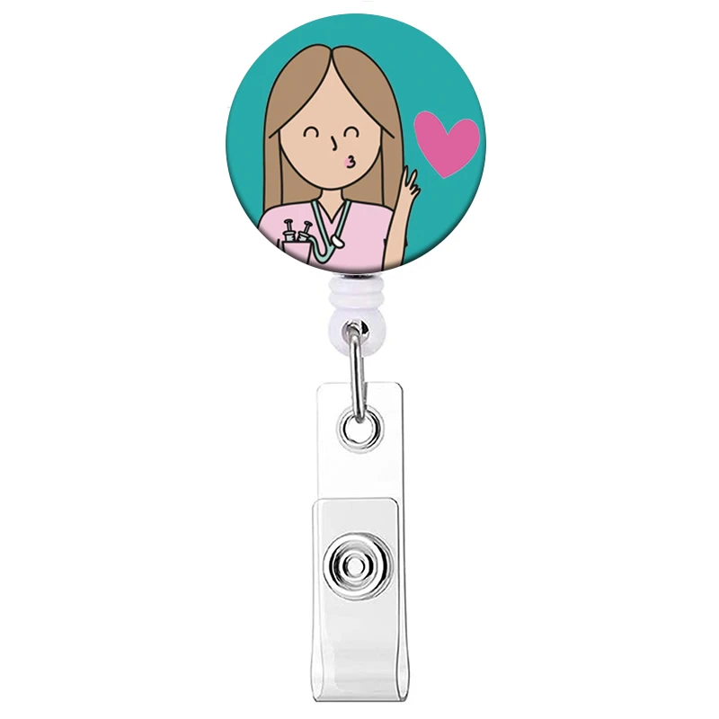1PC Krankenhaus Krankenschwester Versenkbare Abzeichen Clip Arzt ID Karte Halter Reel für Namensschild Abzeichen Halter Bürobedarf Schnalle – Detail 37