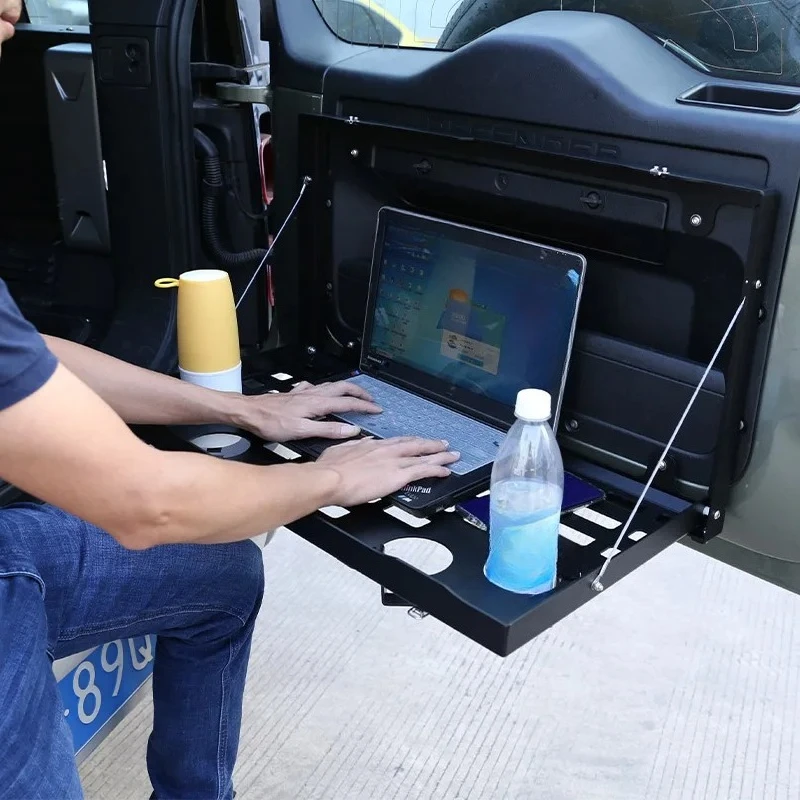 Aluminum Alloy Black Off-Road Travel Car Tailgate Table Back Door Foldable Shelf For Land Rover Defender 2020-24 Car Accessories
