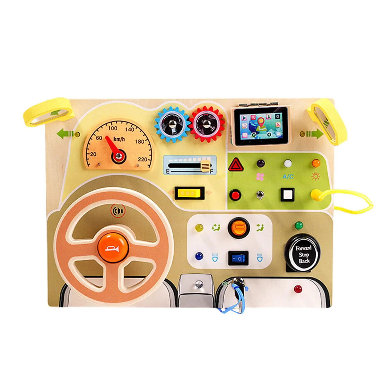 Lights Switch Busy Board Montessori Toy Indoor Play Game Kids Analog Steering Wheel Learning Skill Toy Montessori Circuit Board