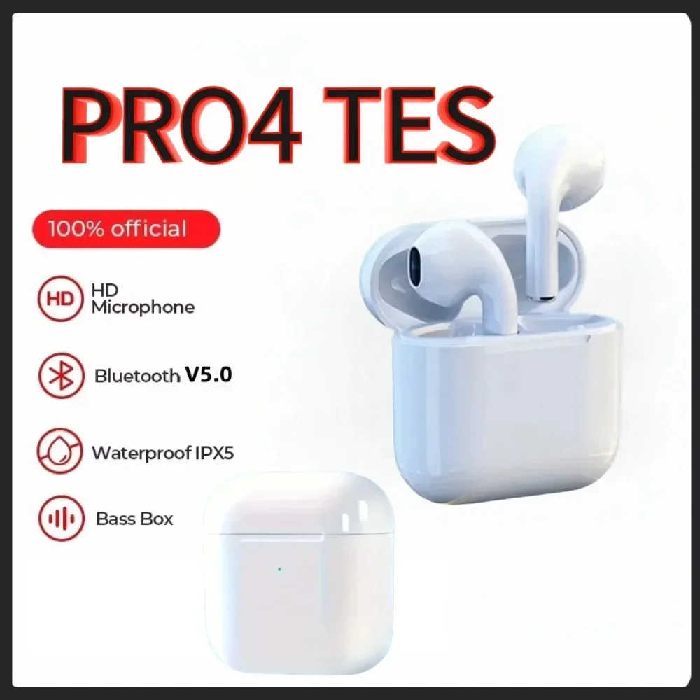 Pro4 TWS Bluetooth Earbuds In-Ear Headphones for Running Sports Bass Stereo dual Long Standby earphone with Mic & Charging Case