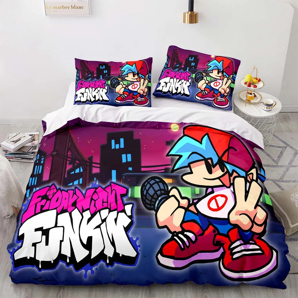 Imagem -05 - Jogo Sexta-feira à Noite Funkin Cama Conjunto Meninos e Meninas Gêmeo Queen Size Capa de Edredão Fronha Cama Adulto Home Textile Gêmeo