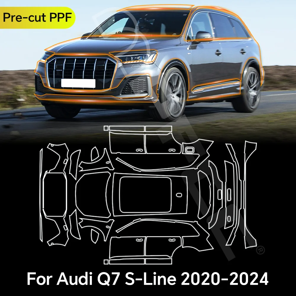 

For Audi Q7 S-Line 2020-2024 TPU Paint Protection Film Clear Bra Car Body Anti-Scratch Pre-cut PPF Resistant Self-adhesive Cover
