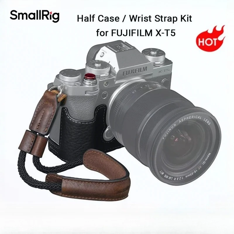 smallrig-ハーフケース-リストストラップ-3927-キット-fujifilm-x-t5-用-レザー製-1-4-20-ネジ付き-三脚用-ヴィンテージカメラアクセサリー