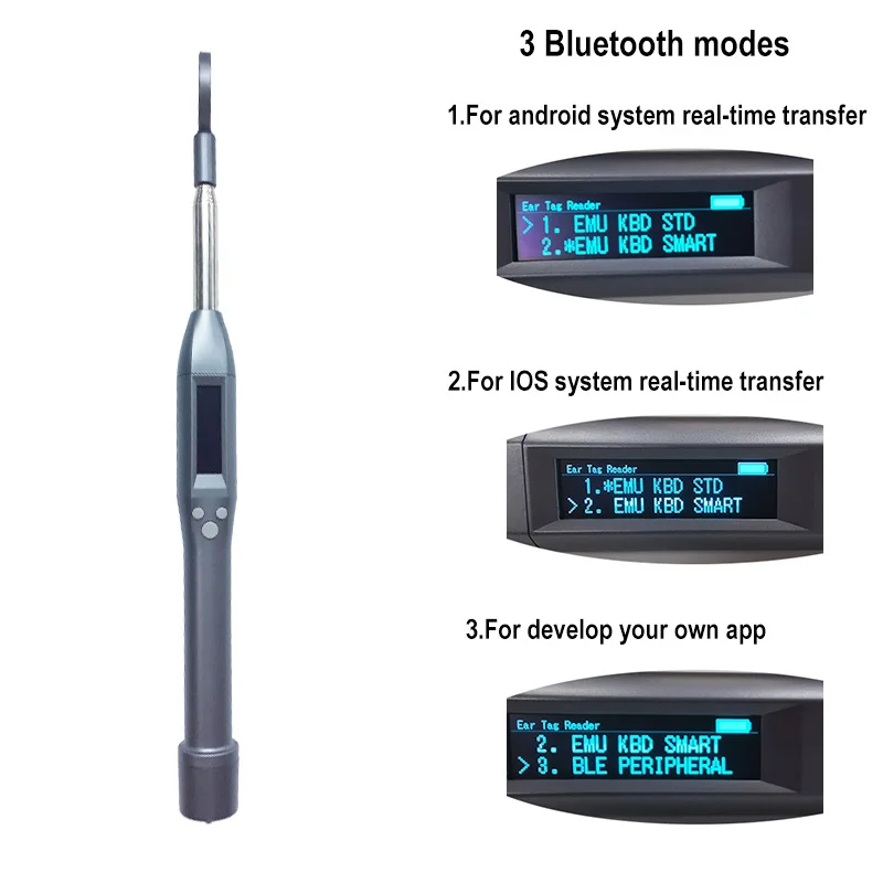 

HDX FDX-B 134,2 кГц, ручной сканер для животных, Bluetooth-совместимая передача в реальном времени, поддержка IOS Android и оконная система