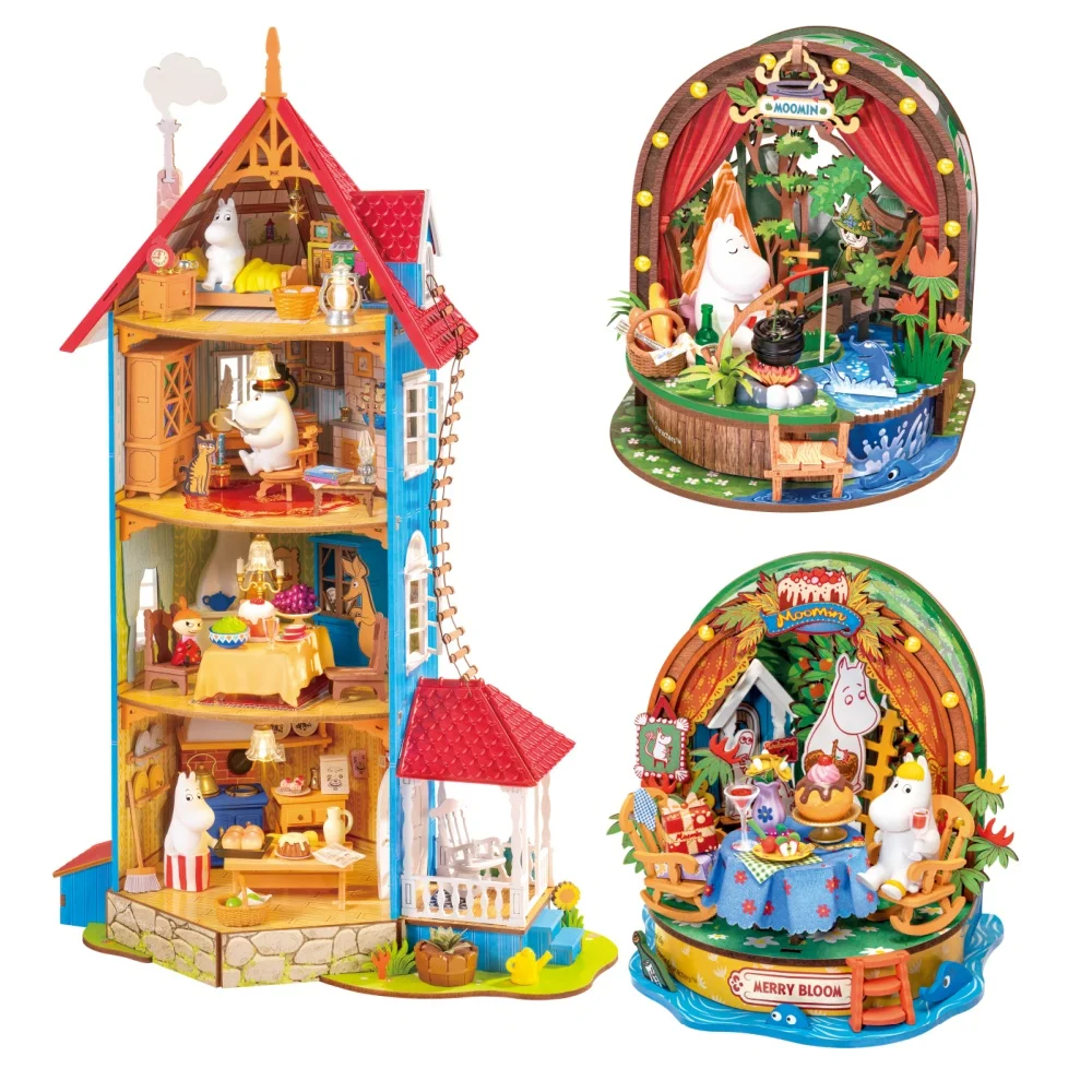 Rolife Moominhaus Miniatur-Hausset Moomin-Tal Puppenhaus Kreatives Geschenk für Weihnachten Geburtstag Bastelset für Erwachsene
