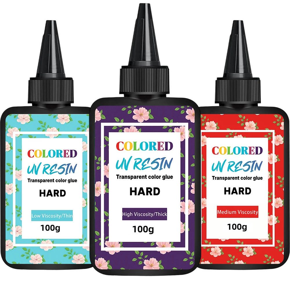 100g Medium Low High Viscosity UV Resin Glue, Rigid Ultraviolet Transparent UV Resin, Fast Curing UV Light Curing Resin Glue for