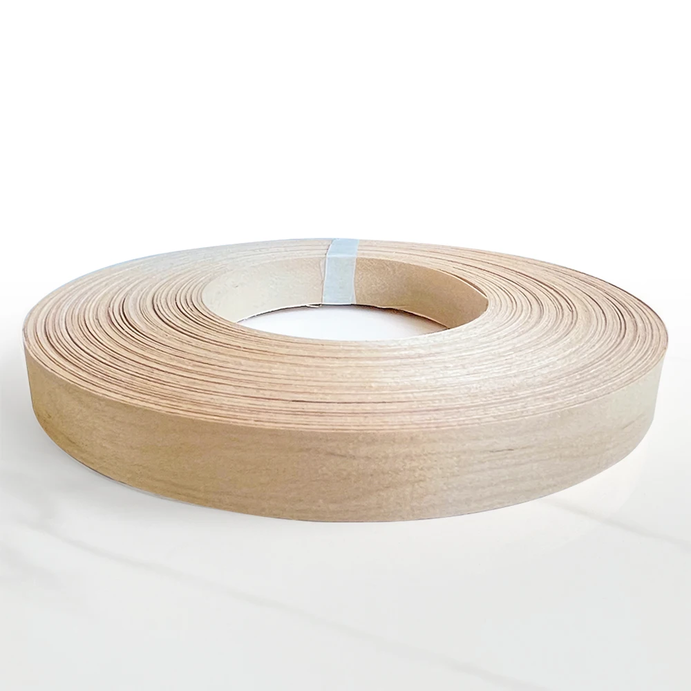 1 rollo de bandas de borde de madera maciza Natural, espesor: 0,5mm, hoja de chapa de madera de arce, roble y nuez, 2cm de ancho sin fusión en caliente