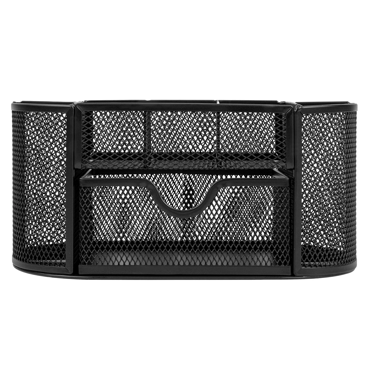 Organizador de mesa Deli Mesh com gaveta, 8 compartimentos, preto