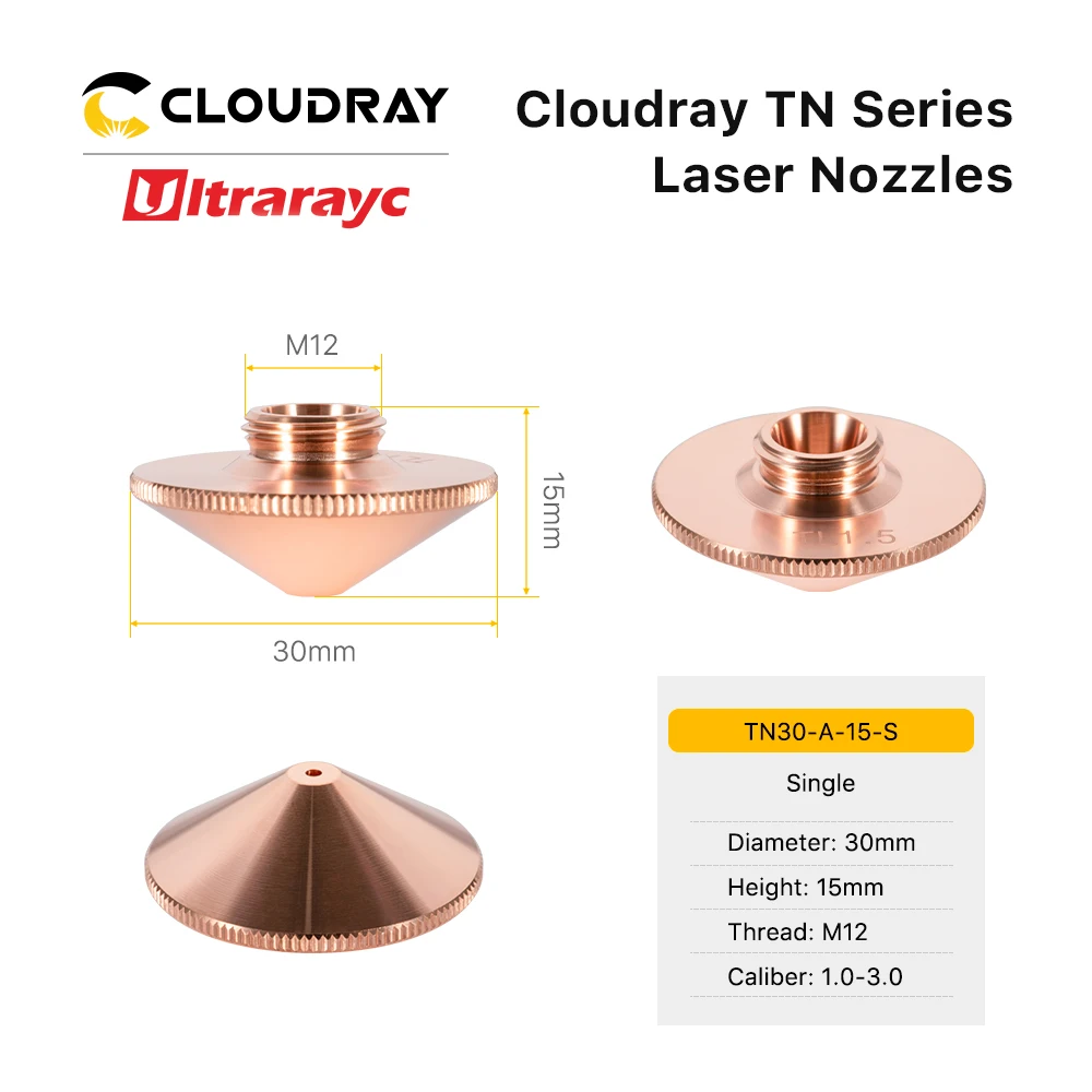 O.D.30mm Laser Nozzle for TONY Single Double Chrome-plated Layers D30 H15 M12 Copper Nozzle for Fiber Laser Cutting Head