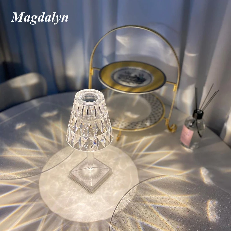 

Magdalyn RGB Crystal Atmosphere Lamps Romantic Bedside Desk Led Projector Indoor Bedroom Home DECO USB Rechargeable Night Lights