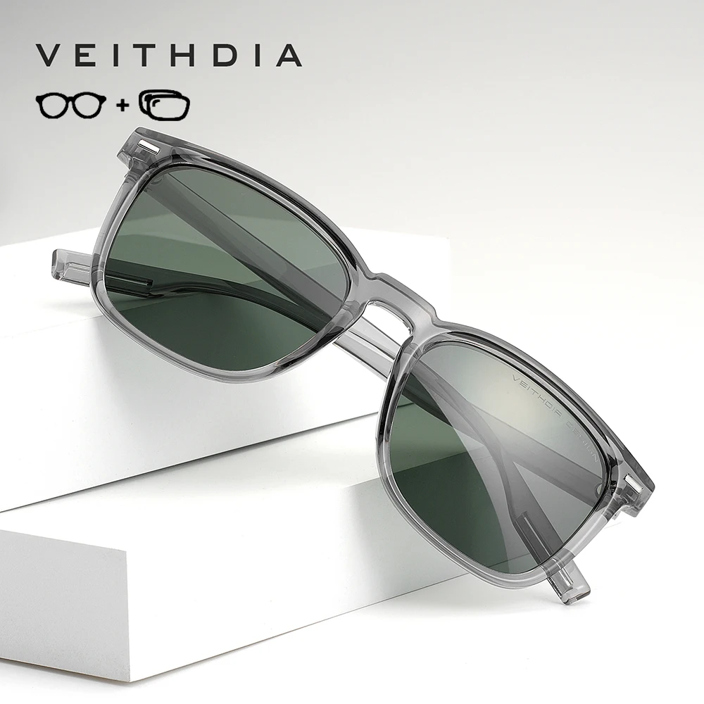 

VEITHDIA New Arrival Polarized Custom Prescription Unisex Sunglasses UV400 Protection of Photochromic Myopia Sunglasses VPX7508