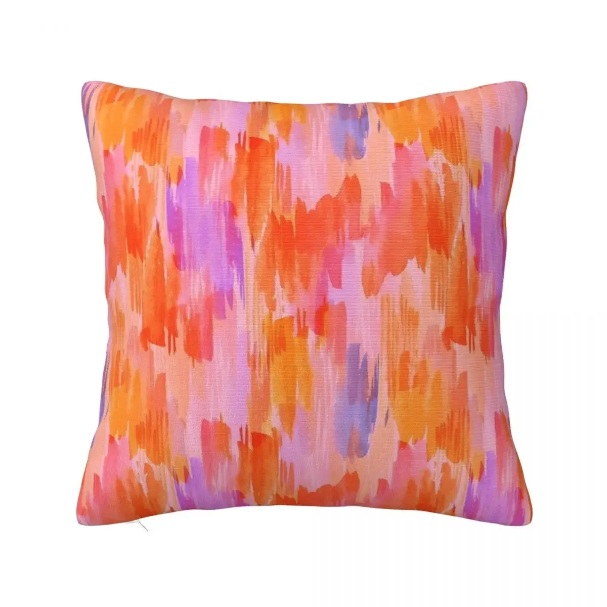 Orange And Pink Abstract Paint Brush Effect Pillowcase Soft Fabric Cushion Cover Decor Pillow Case Cover Chair Square 40X40cm