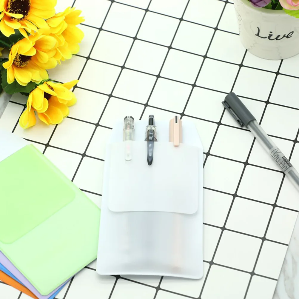 

10Pcs Transparent Frosted Pen Protector Pencil Case Leakproof Pocket Protector Suitable for Stationery Office Nurse Use