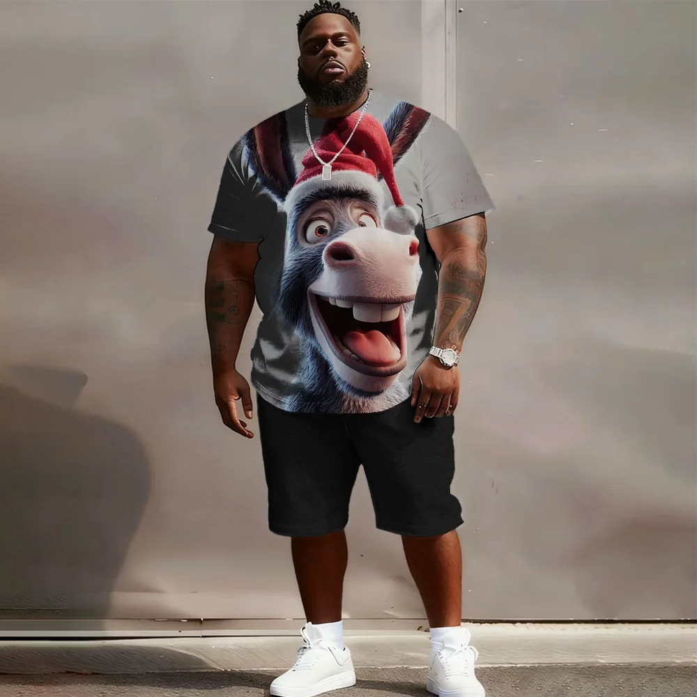 

Мужской комплект с короткими рукавами и короткими рукавами больших размеров S-9xl: Modern Playful — 2 предмета большого и высокого кроя, приятная для кожи ткань