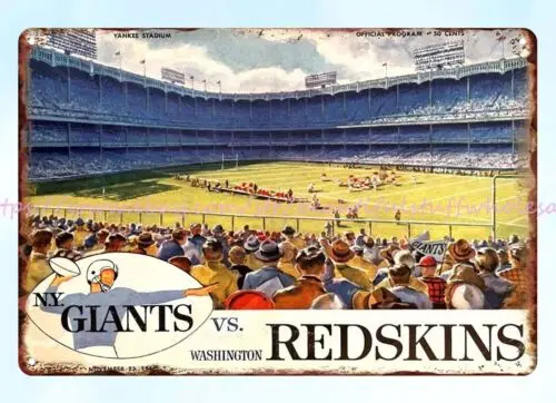 1958 11-23 NY vs Washington Football Program metal tin sign retro advertising