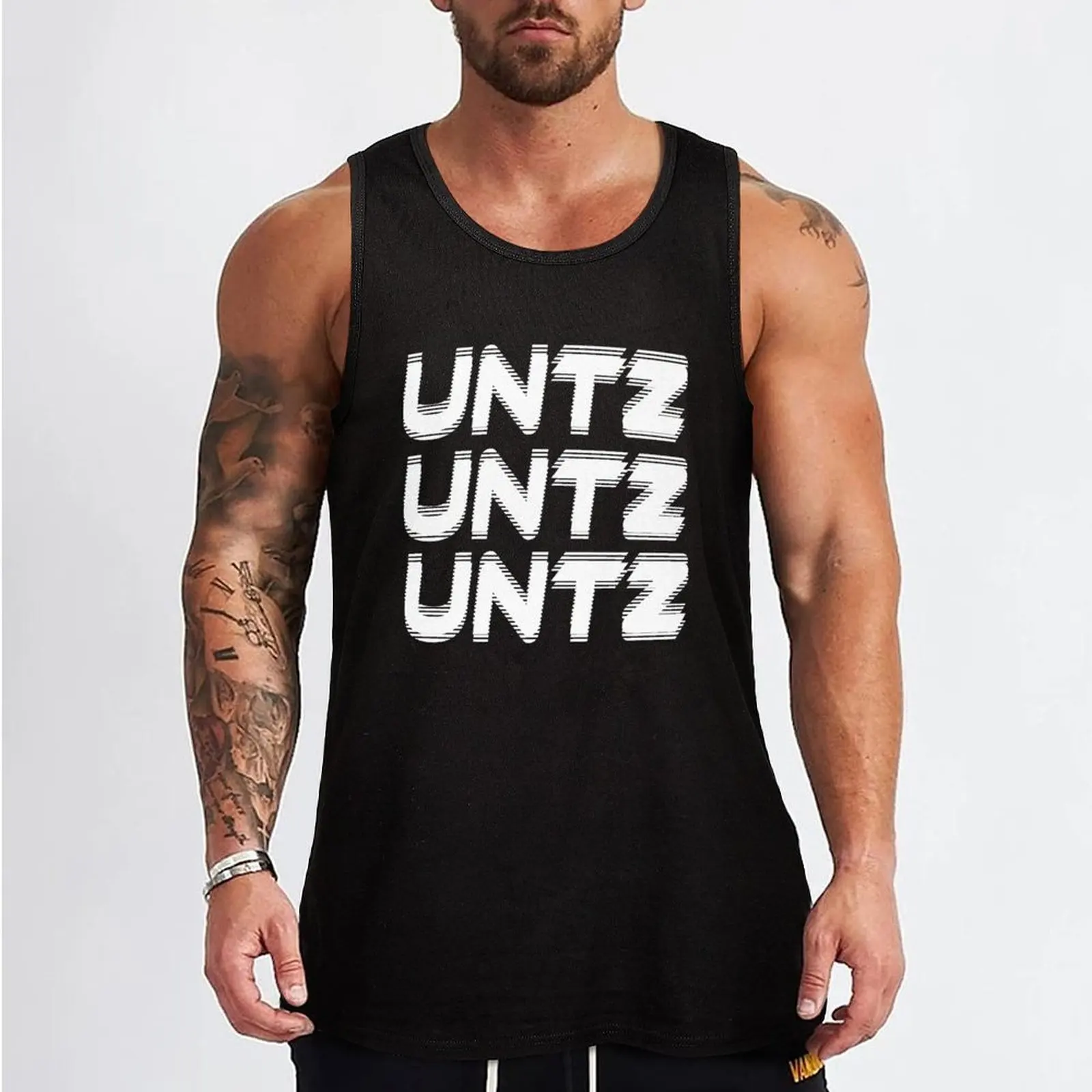 Techno white UNTZ Tank Top Men's sleeveless t-shirt summer muscle t-shirt muscular man