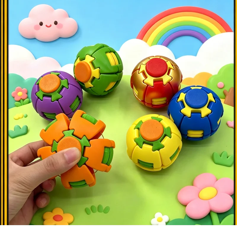 2026 NEW 3D Pinching Relaxation Stress Relief Ball Pressing Rotating Dual Play Fingertip Gyroscope Portable Soothing