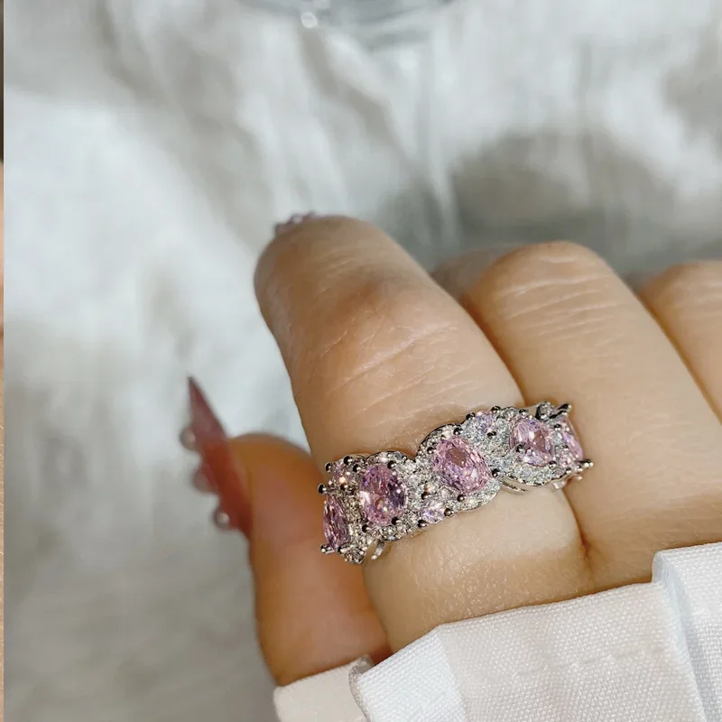 MDLFES مويسانيتي نمط سوبر الجنية الحلوى الملونة مجوهرات مشع 18K مطلية بالذهب خواتم فاخرة