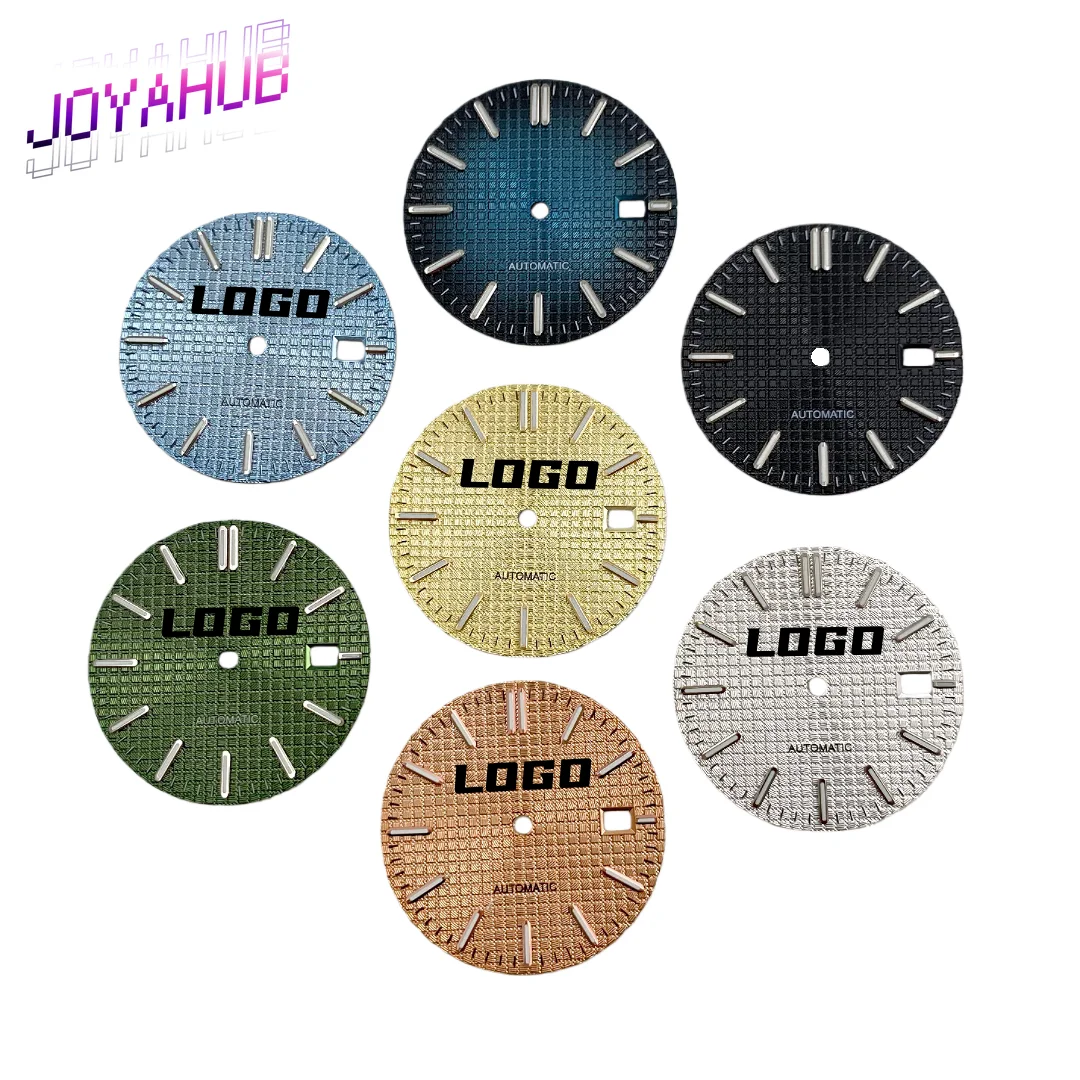 

Элегантный модифицированный циферблат с логотипом по индивидуальному заказу, 31,8 мм, подходит для NH35, полосатый гвоздь, зеленый светящийся буквальный аксессуар для часов