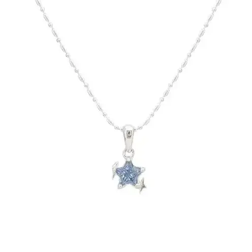Fashion Blue Star Zircon Pendant Necklace for Women Girl Simple Trendy Sweet Elegant Gentle Clavicle Chain Wedding Bride Jewelry