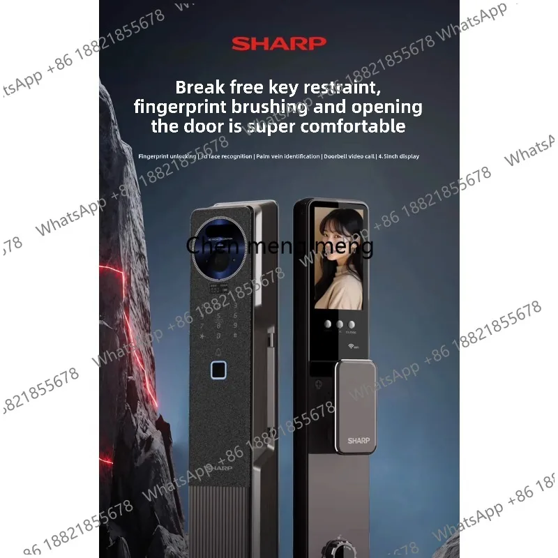 Digital Lock Anti-Theft Cat Eye Large Screen Face Palm Vein Smart Door Entry for Wood Aluminum Door Cloud Data