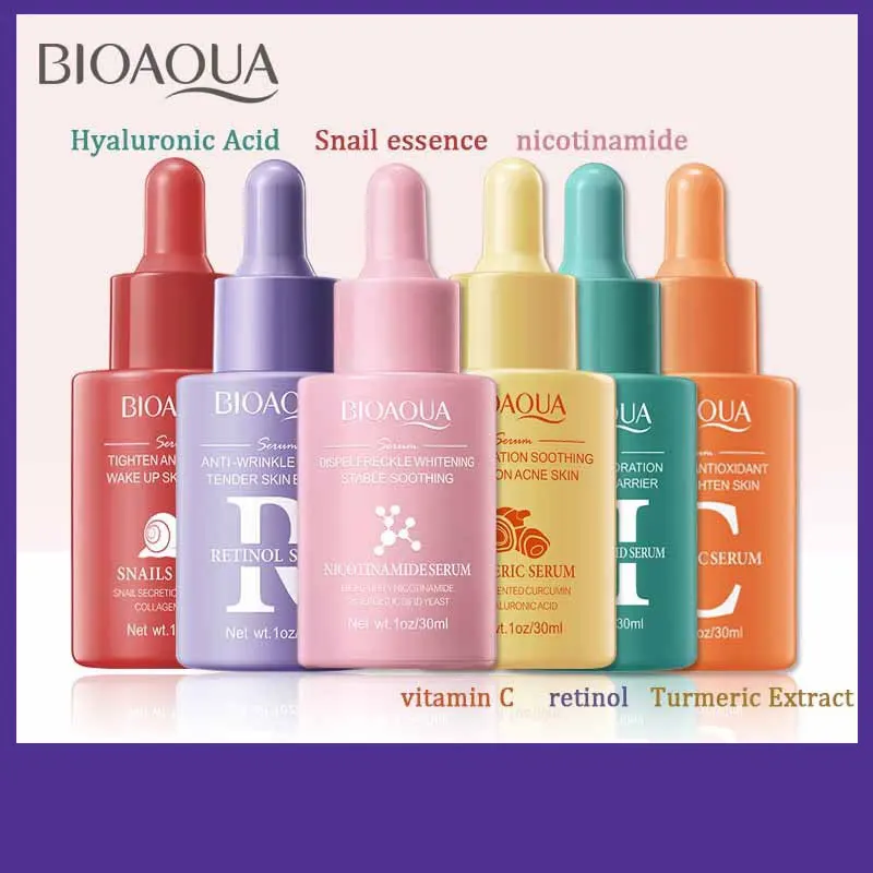 3 pçs/set BIOAQUA Vitamina C Retinol Ácido Hialurônico Soro para Rosto Hidratante Firmador Brightening Essência Facial Conjuntos de Cuidados com a Pel
