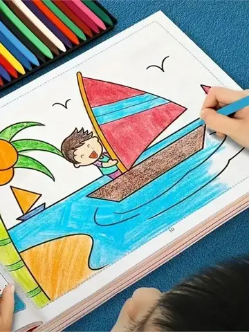 46-Page Kids Drawing & Painting Coloring Book - Educational Art Supplies for Creative Learning, Gift for Boys & Girls, Chinese V