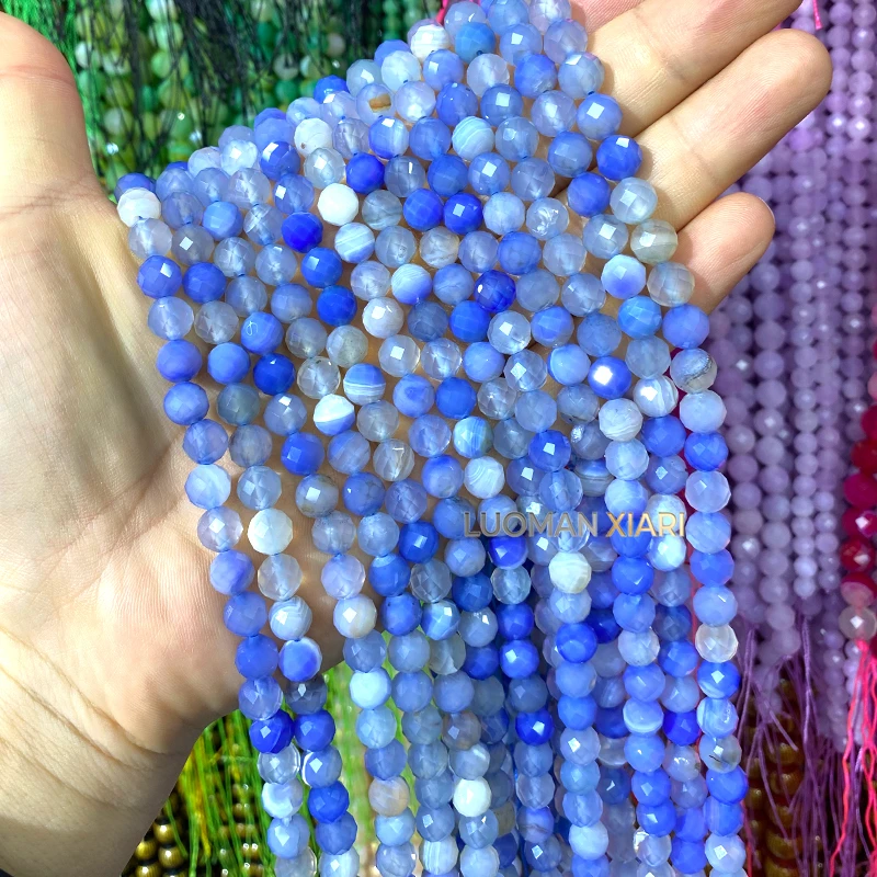 6 8 10mm Facettierte Runde Naturstein Lavendel Chalcedon Lose Zwischenperlen für Schmuckherstellung DIY Armband Anhänger Zubehör – Detail 6
