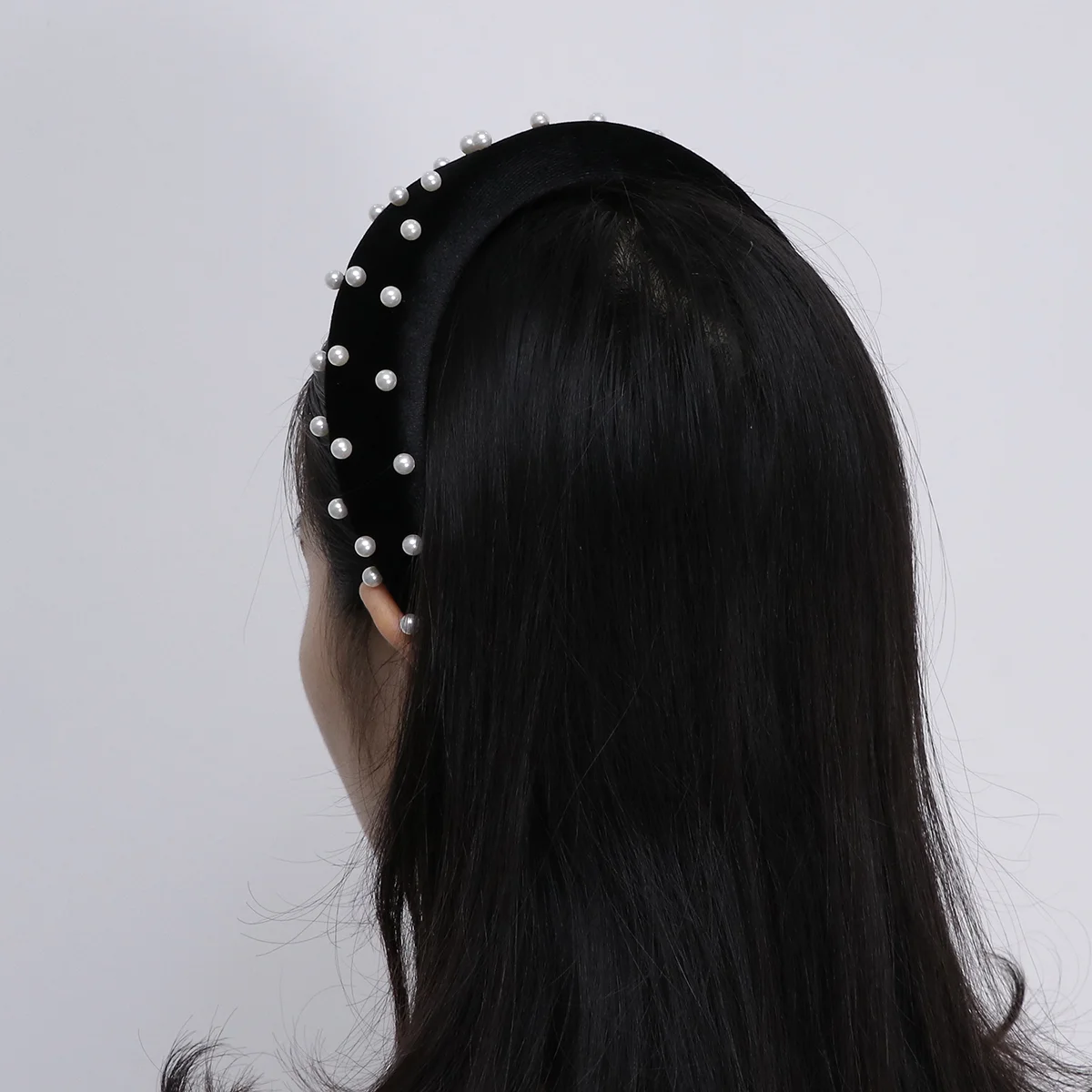 

Lint Hair Thickening Pearl Decor Large Rims Hair Hoops for Woman Lady Adult Black Hair Lint Head Lint