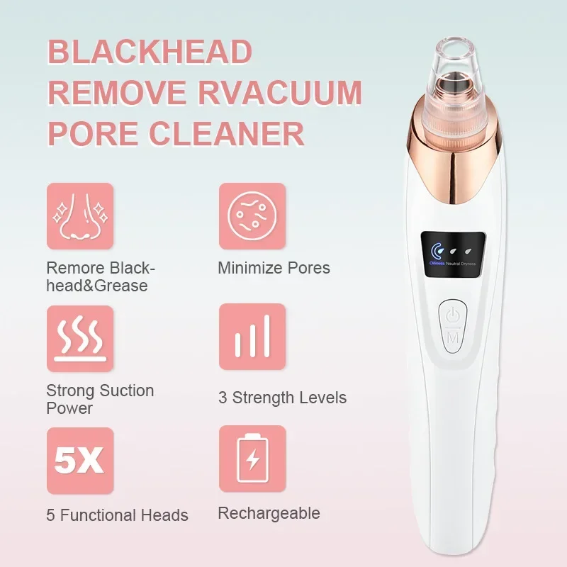 ใหม่ 5 ดูดทําความสะอาดรูขุมขนบนใบหน้าแบบชาร์จไฟได้ Blackhead ชุดสูญญากาศไฟฟ้าสิว EXTRACTOR เครื่องมือสําหรับสตรี