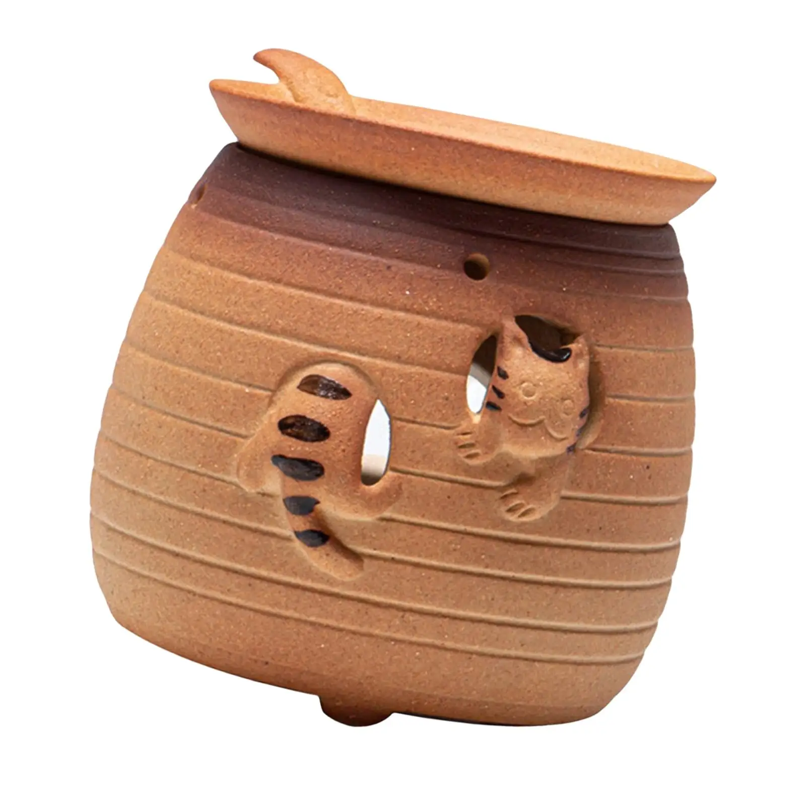 Round Ceramic Teapot Warmer Tealight Furnace for Heating Coffee Milk