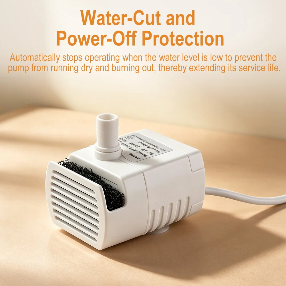 USB-Wasserpumpe DC 5V Tauchbare Mini-Pumpe für Haustier-Trinkbrunnen, Ersatzpumpe für Katzentränke mit LED-Licht und automatischer Abschaltung – Detail 4