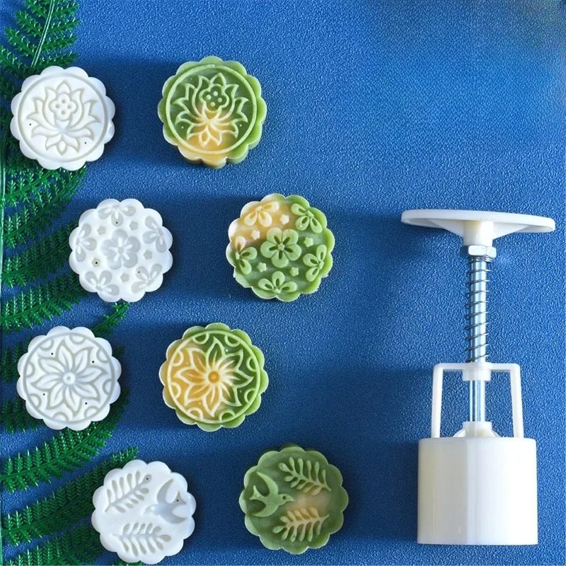 Mooncake Mold DIY Decoration Mooncake Press Molds Mid-Autumn Festival Hand-Pressure Flower Moon Cake Mold Festival DIY Tools