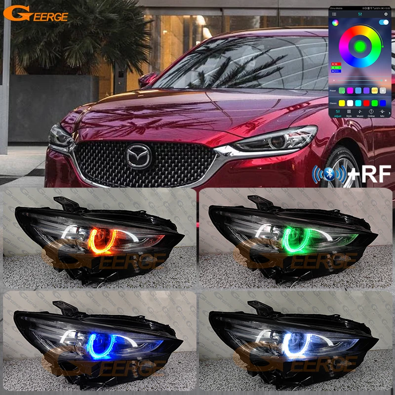 

Для Mazda 6 Mazda6 GJ GL 2018 2019 2020 2021 Bluetooth APP Ультра яркий многоцветный RGB светодиодный комплект с ангельскими глазами Halo Rings