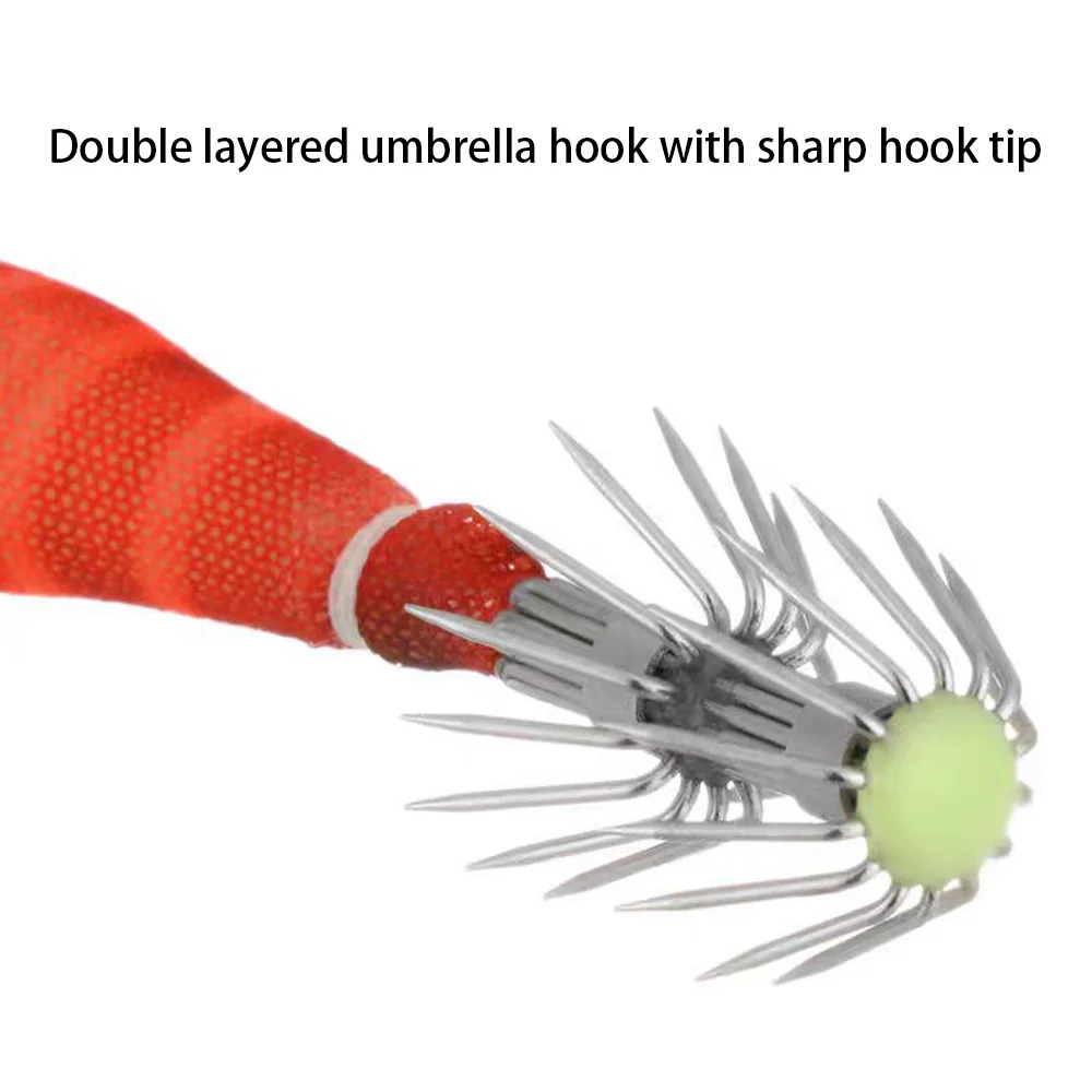 5 قطع/الحزمة خطافات حبار ناعمة مضيئة، طعم كاذب مقلد للحبار، خط صيد متصل، شبكة صيد السمك، خطاف أنبوبي للنفخ