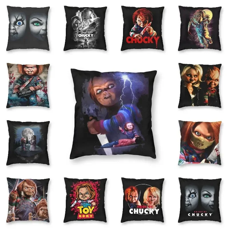 Devil Doll Chucky Cushion Covers Sofa Decoration Child's Play Slasher Horror Movie Square Throw Pillow Cover 45x45cm 18x18Inch