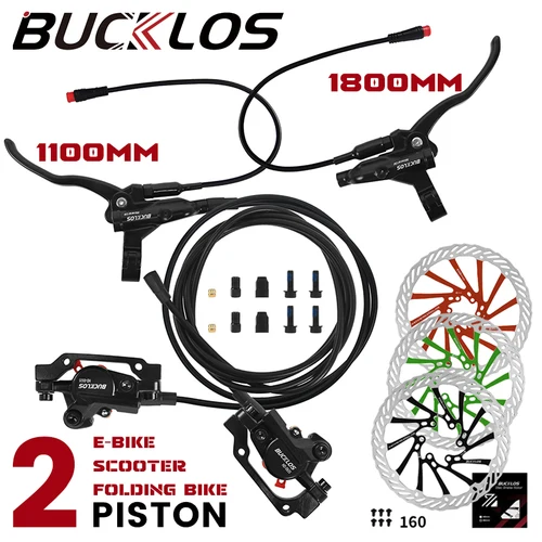 Imagen 1 del producto BUCKLOS Apagado Frenos de Bicicleta Eléctricos 2 Pistones con Rotor G3 Juego de Frenos de Disco Hidráulicos para Bicicleta eléctrica Frenos de Bicicleta de aleación de Aluminio