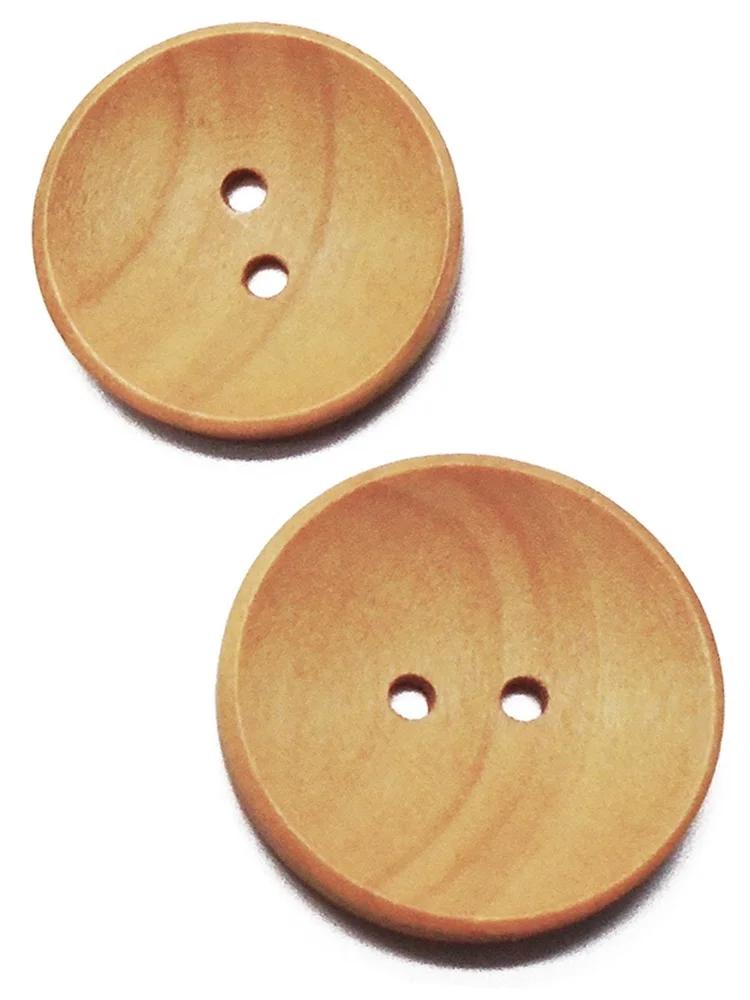 10PCs Round Wood Grain Big Wooden Buttons Natural Color 25mm 30mm Sewing Scrapbooking For Coats Overcoat Laser Handmade 2 Holes